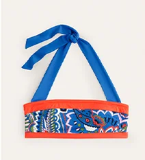 Santorini Bikini Top - Blue, Foliage Paisley