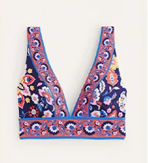 Porto Bikini Top - Mandarin Red, Botanical Sprig