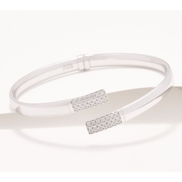 Diamonique Italia Hinged Wrap Bangle, Sterling Silver