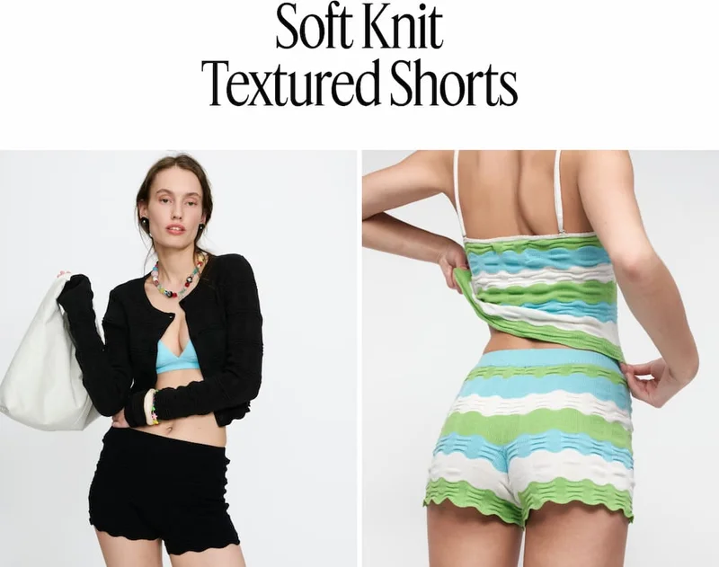 Soft knit textured shorts