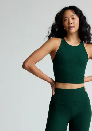 Spacedye Refocus Cropped Tank in Dark Spruce Green Heather