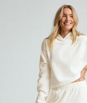 Happiness Fleece Cropped Hoodie in Fresh Snow