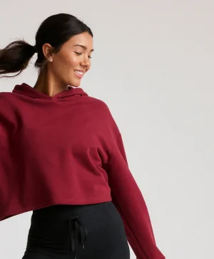 Happiness Fleece Cropped Hoodie in California Merlot