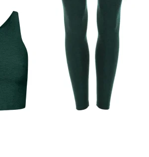 Spacedye Caught In The Midi High Waisted Legging in Dark Spruce Green Heather