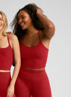 Spacedye Slim Racerback Cropped Tank in Ruby Red Heather