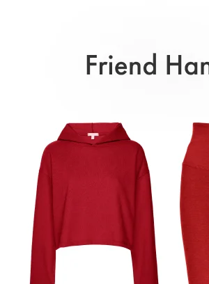 Happiness Fleece Cropped Hoodie in Ruby Red