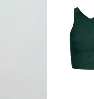 Spacedye Refocus Cropped Tank in Dark Spruce Green Heather
