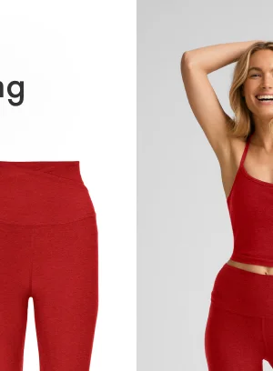 Spacedye Caught in the Midi High Waisted Legging in Ruby Red Heather