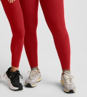 Spacedye Caught in the Midi High Waisted Legging in Ruby Red Heather