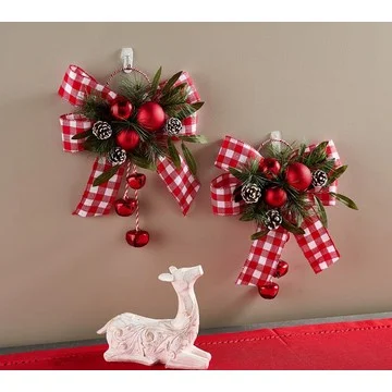 Set of 2 Jingle Bell Bows with Embellishments by Valerie