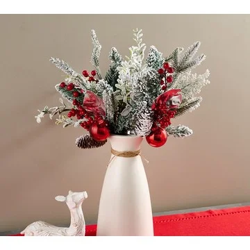 Set of 4 Snowy Pinecone, Ornament and Pine Picks by Valerie