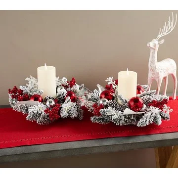 Set of 2 Snowy Pinecone, Ornament & Pine Candle Rings by Valerie