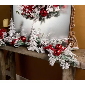 4' Snowy Pinecone, Ornament and Pine Garland by Valerie