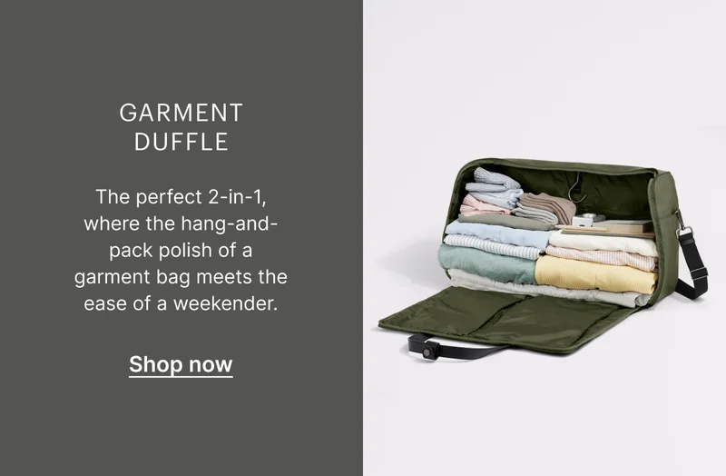 Garment Duffle | The perfect 2-in-1, where the hang-and-pack polish of a garment bag meets the ease of a weekender.
