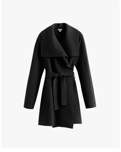 Wool Cashmere Short Wrap Coat