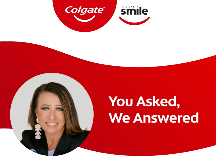 A head shot of dental professional Mandy Dennis (RDH) is shown next to text that reads, you asked, we answered.