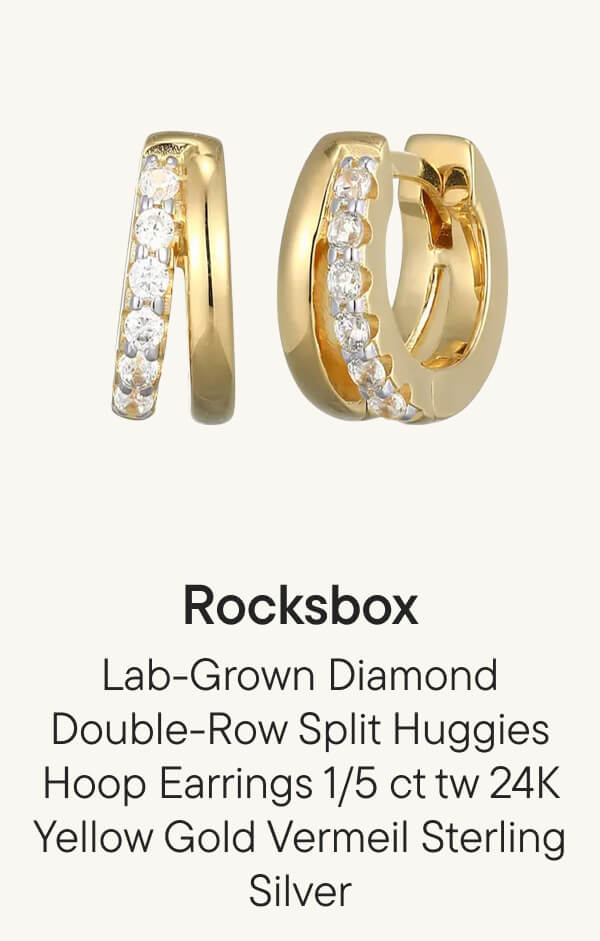 Lab-Grown Diamond Double-Row Split Huggie Hoop Earrings 1/5 ct tw 24K Yellow Gold Vermeil Sterling Silver