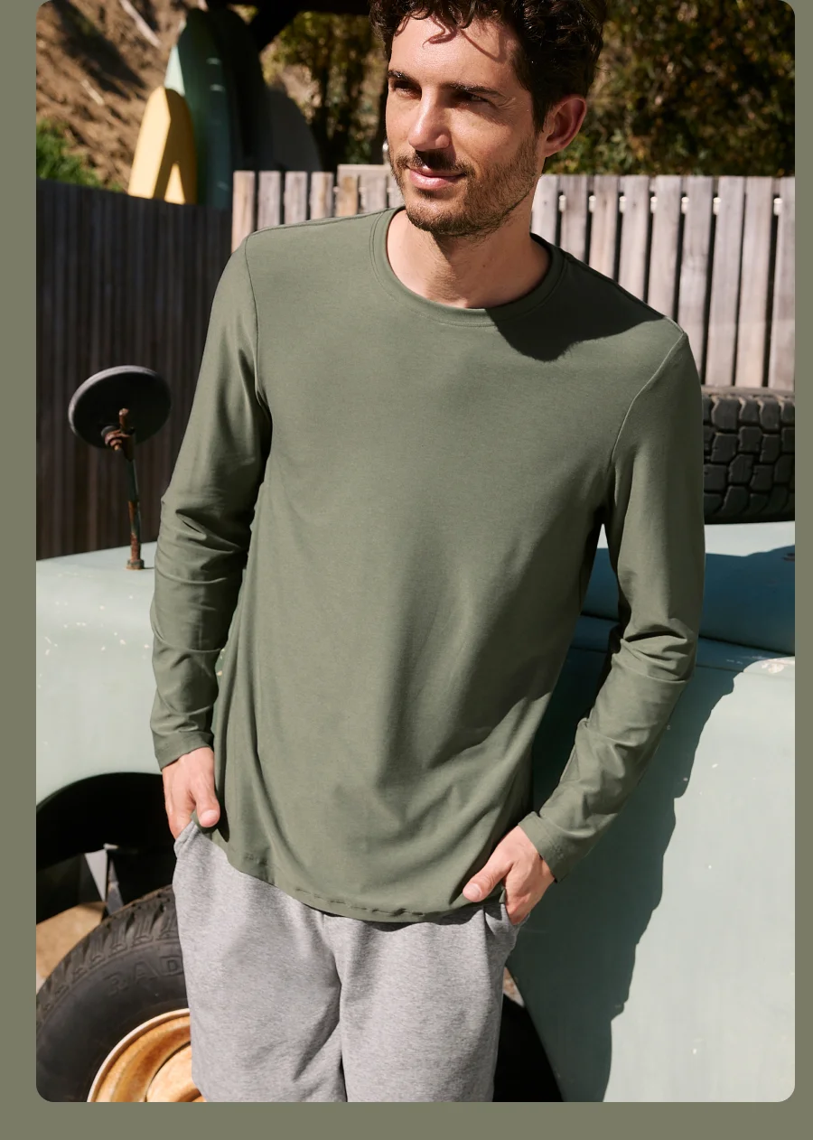 Always Beyond Long Sleeve Crew 2.0 in Grey Sage Heather