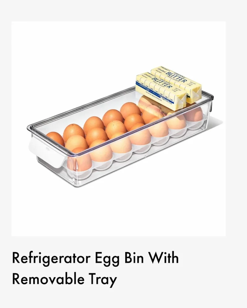 Refrigerator Egg Bin With Removable Tray