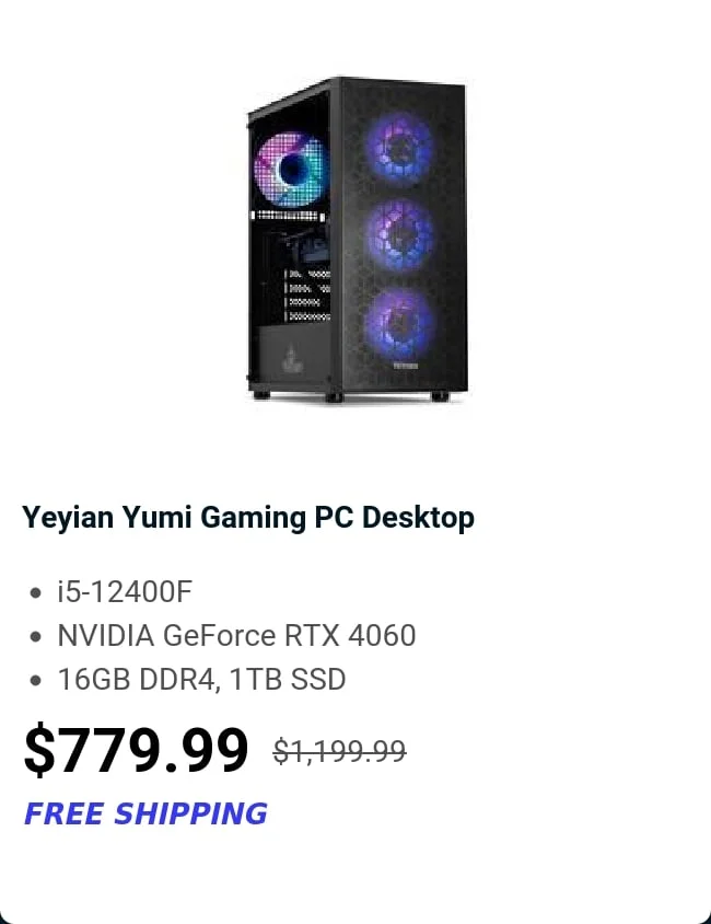 Yeyian Yumi Gaming PC Desktop