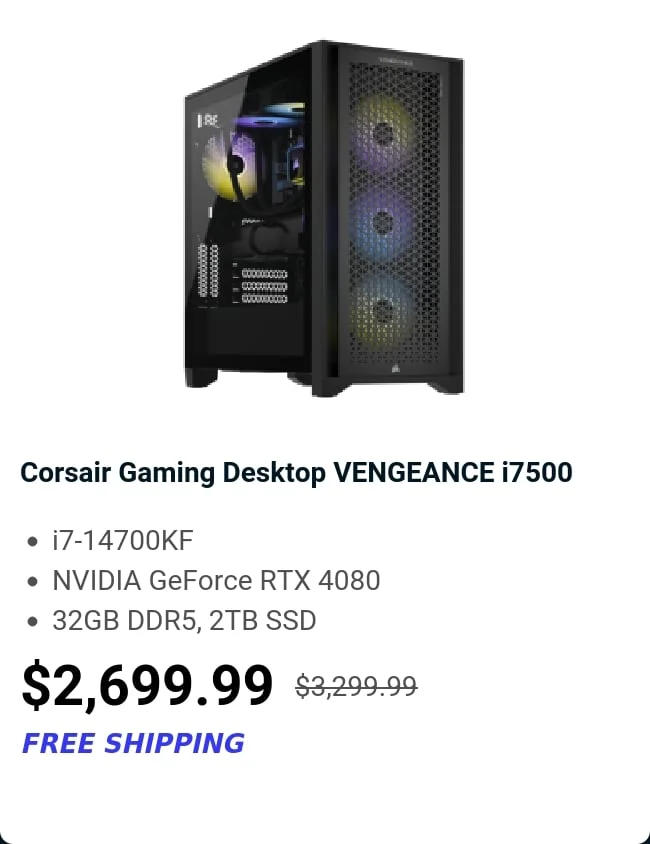 Corsair Gaming Desktop VENGEANCE i7500