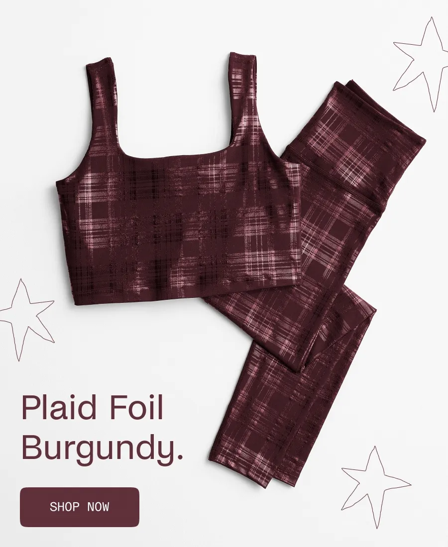 Plaid Foil Burgundy High Waisted Midi Legging in Plaid Foil Burgundy