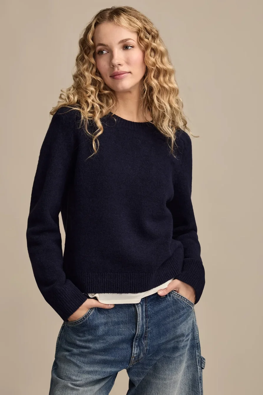 Image of Lucky Brand Cloud Soft Crew Neck Sweater - Women's Clothing Outerwear Tops Sweatshirts Crewneck Hoodies in Rose Smoke