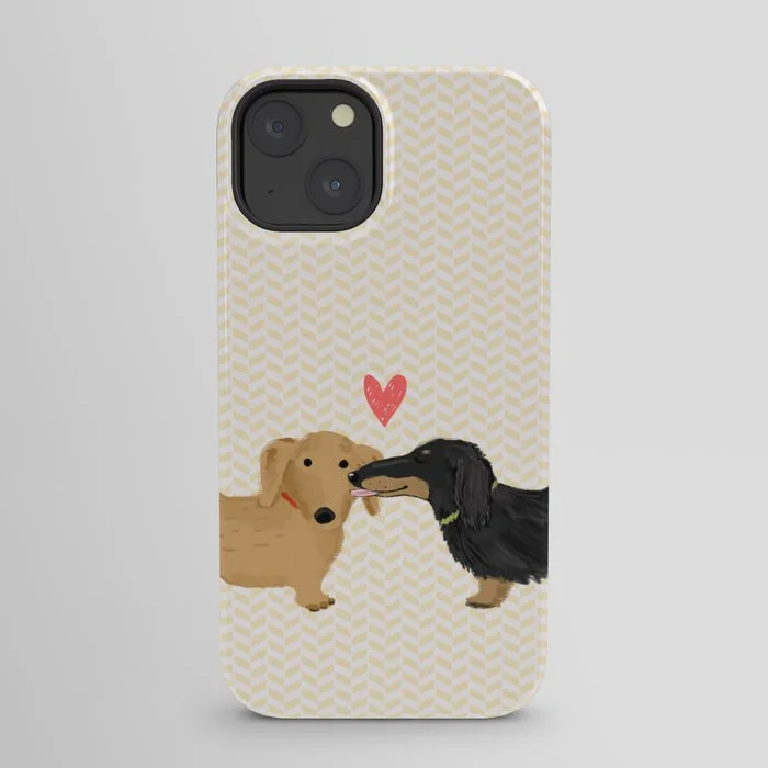 Cute Wiener Dogs with Heart | Dachshunds Love iPhone Case iPhone Case
