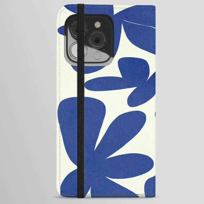 Abstract-botanical 35 blue iPhone Wallet Case iPhone Wallet Case