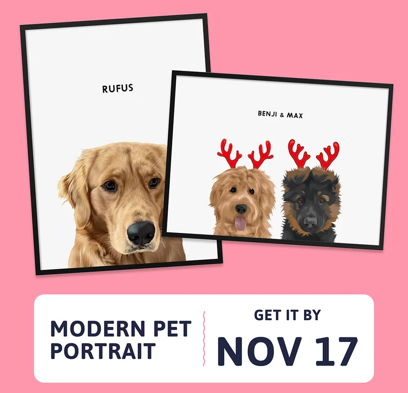 Modern Pet Portrait. Order today get it by Nov 17th