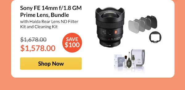Sony FE 14mm f/1.8 GM Prime Lens, Bundle  with Haida Rear Lens ND Filter Kit and Cleaning Kit