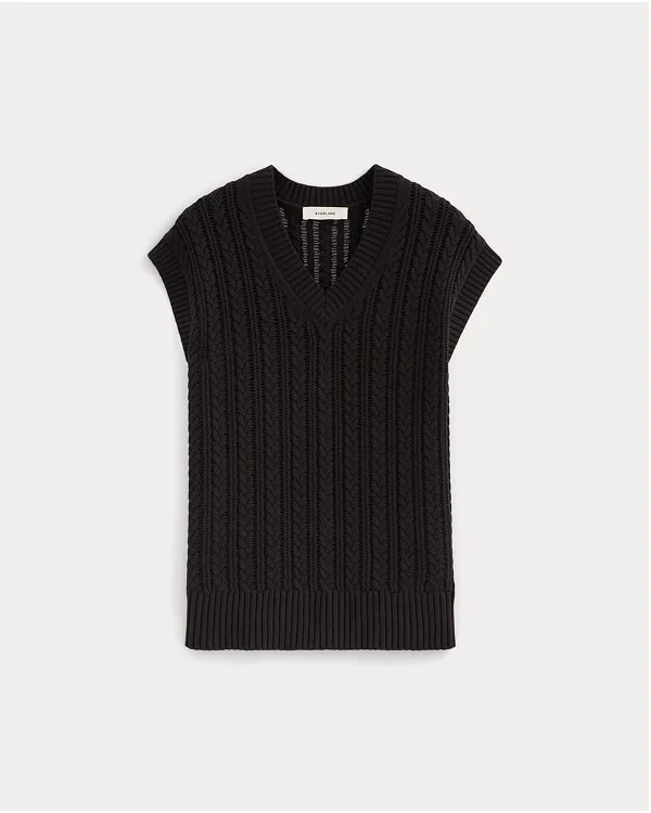 [Image]The Mesh Cable Vest in Everyday Cotton | Black