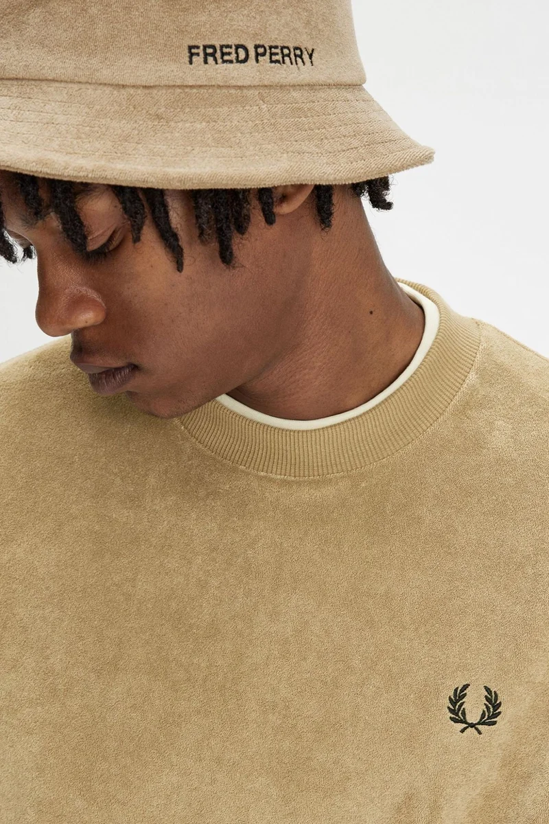 Texture - men's beige towelling sweatshirt
