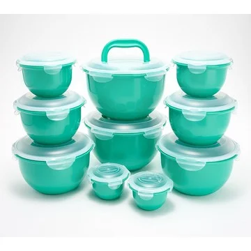 LocknLock 10-Pc Nestable Colored Body Tulip Bowls w/ (2) Handle Lids