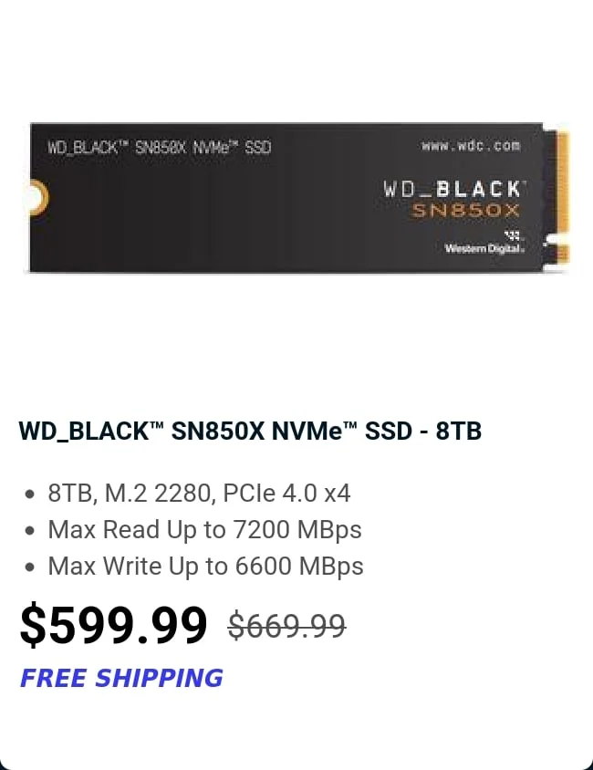 WD_BLACK™ SN850X NVMe™ SSD - 8TB