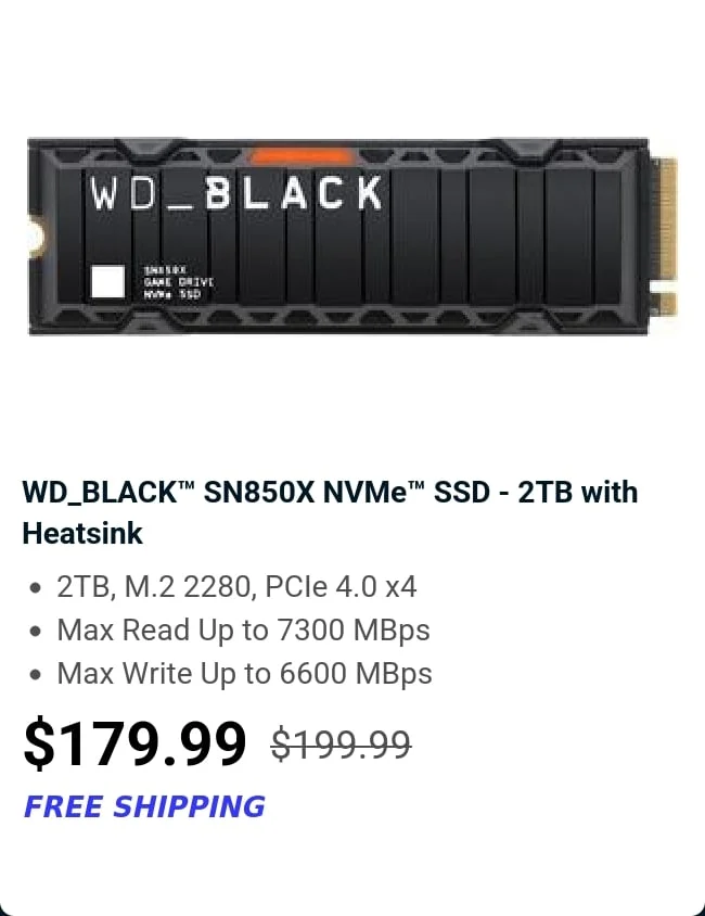 WD_BLACK™ SN850X NVMe™ SSD - 2TB with Heatsink