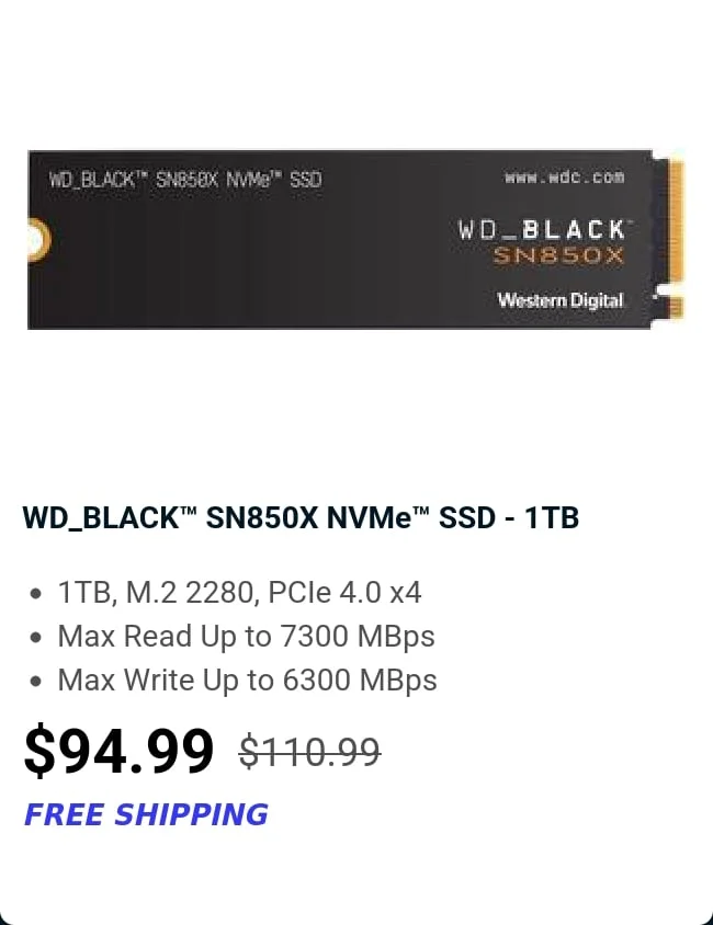 WD_BLACK™ SN850X NVMe™ SSD - 1TB