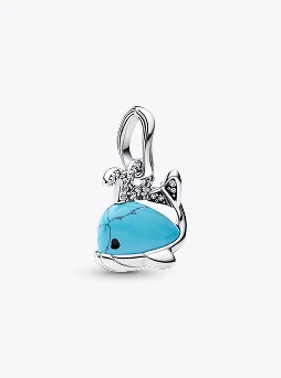 Turquoise-Coloured Whale Dangle Charm
