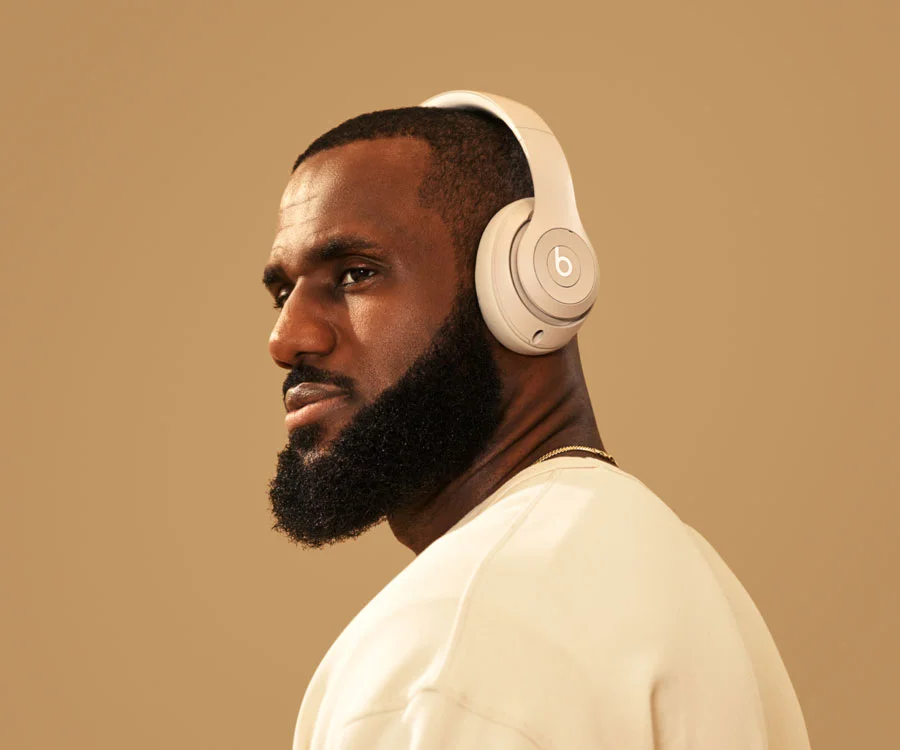 LeBron James wearing Beats Studio Pro in Sandstone