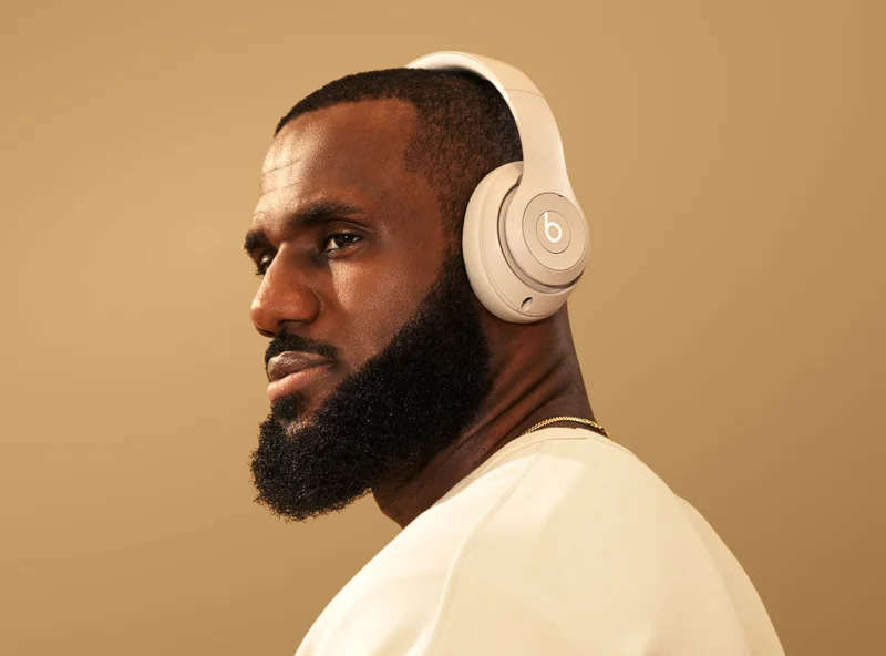 LeBron James wearing Beats Studio Pro in Sandstone