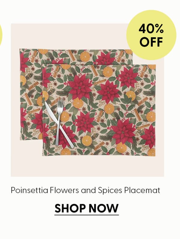 Poinsettia Flowers and Spices Placemat