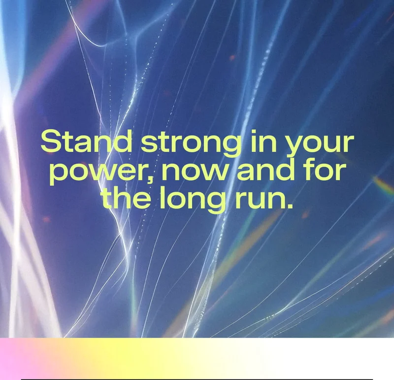 Stand strong in your power, now and for the long run. Abstract blue light streak background.