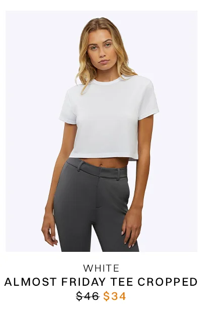 White Almost Friday Tee Cropped