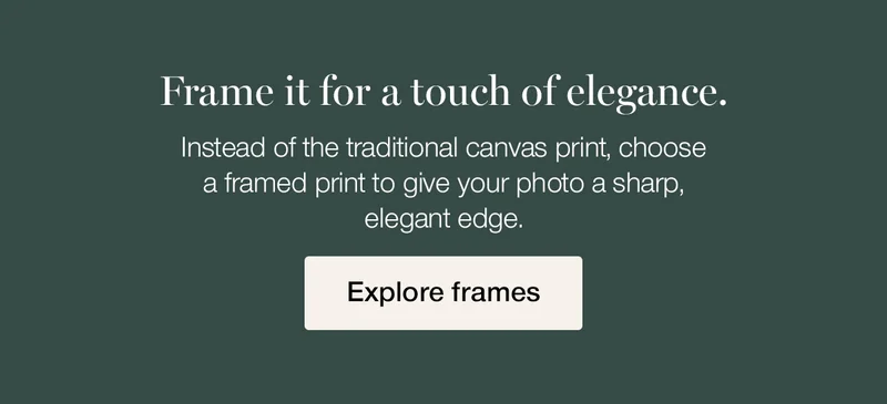 Frame it for a touch of elegance. Instead of the traditional canvas print, choose a framed print to give your photo a sharp, elegant edge.