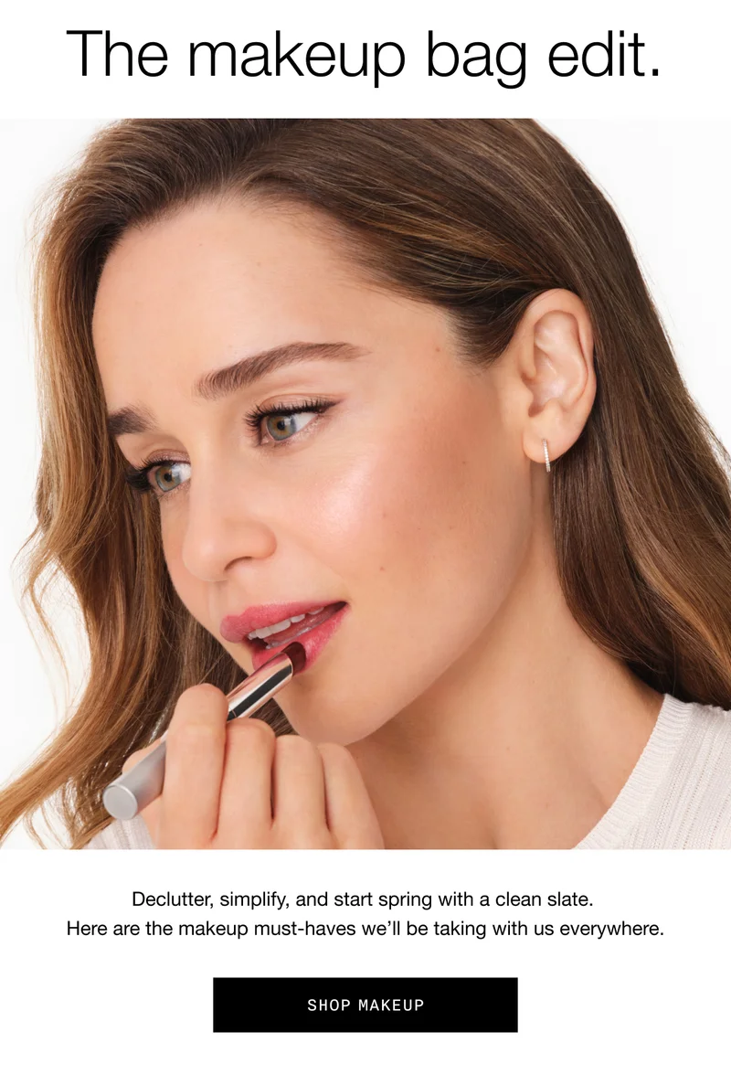 The makeup bag edit. | Declutter, simplify, and start spring with a clean slate. Here are the makeup must-haves we’ll be taking with us everywhere. | Shop Makeup