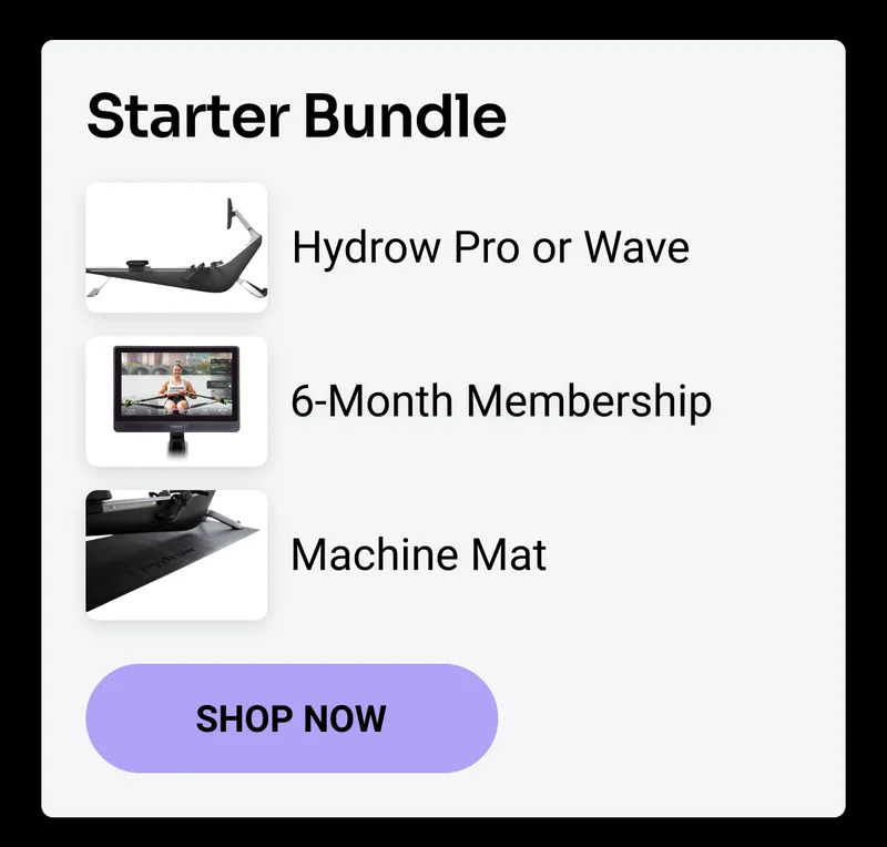 Starter Bundle: Hydrow Pro or Wave, 6-Month Membership, Machine Mat. Shop Now