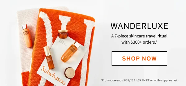 A 7-piece skincare travel ritual with $300+ orders.