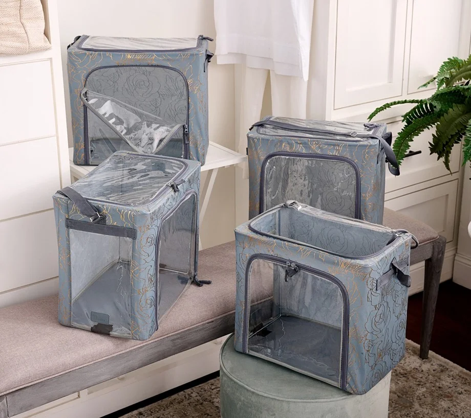 Periea Set of 4 Collapsible Storage Boxes w/ Carry Strap