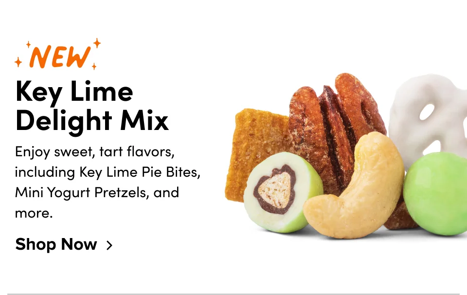 New! Key Lime Delight Mix: Enjoy sweet, tart flavors, including Key Lime Pie Bites, Mini Yogurt Pretzels, and more; Shop now