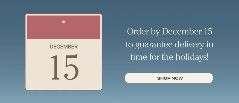 Order by December 15 to guarantee delivery in time for the holidays! - Shop Now